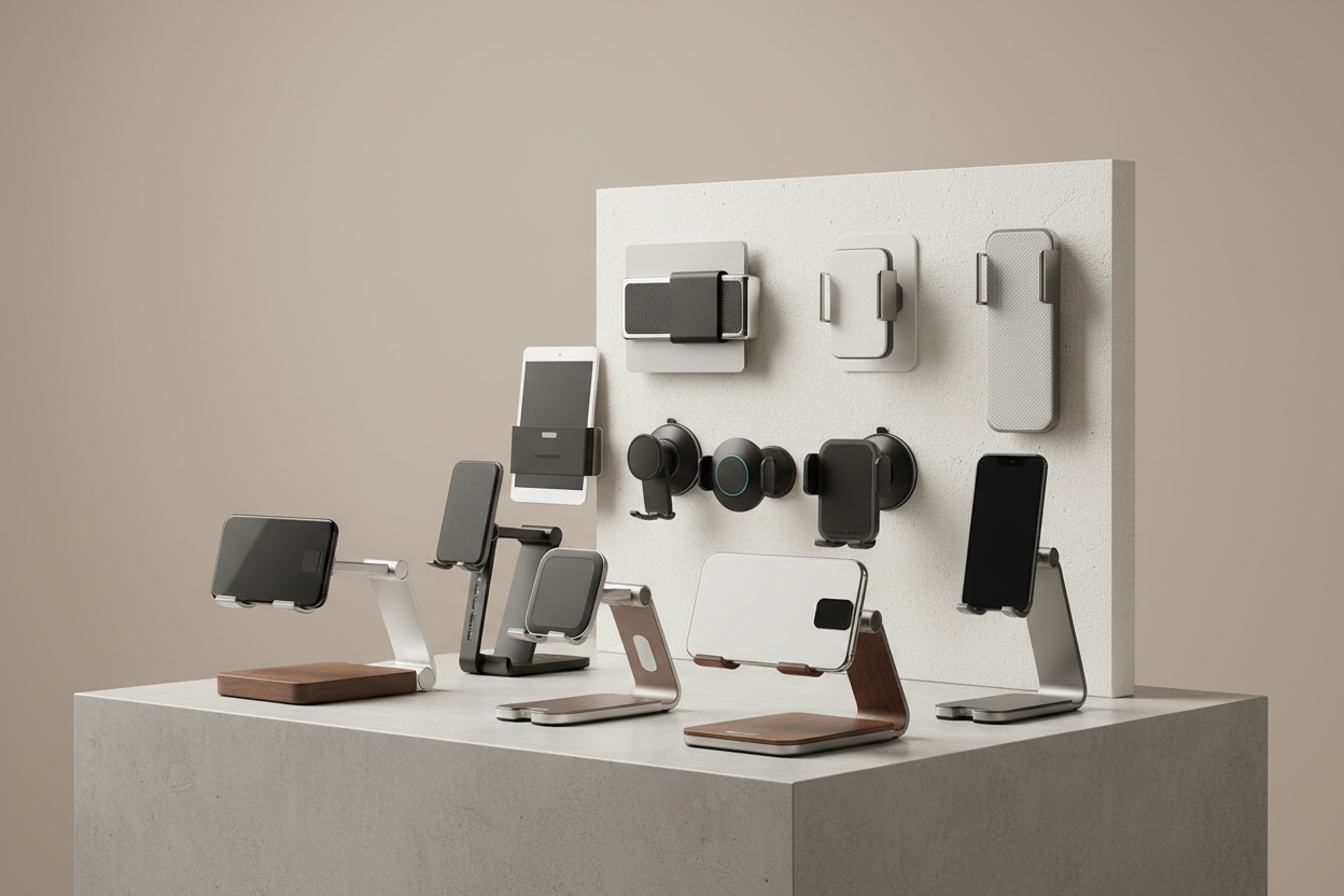 RICZEAL ECOM SHOPPING  Secure your phone with strong and adjustable holders for all uses. Ideal for cars, desks, bikes, and home setups. Hands-free stability for navigation, video calls, and content.