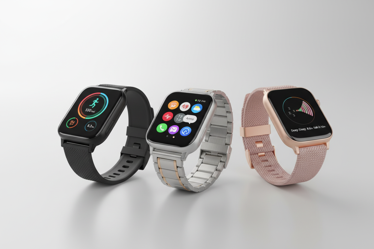 RICZEAL ECOM SHOPPING  Track your health, fitness, and daily activities with high-performance smartwatches. Compatible with Android and iOS for effortless connectivity.