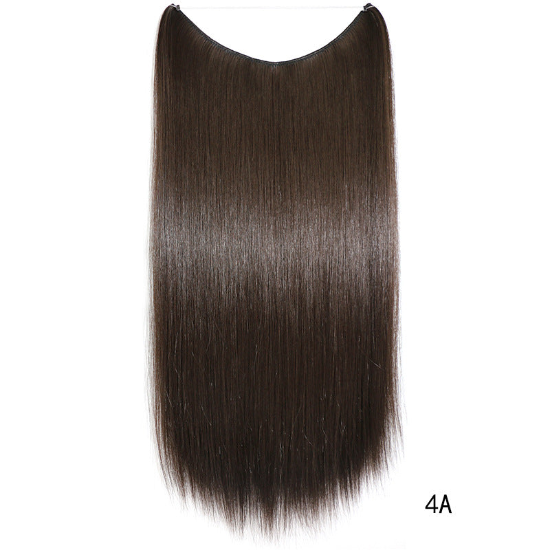 22 inches Invisible Wire No Clips in Hair Extensions Secret Fish Line Hairpieces Silky Straight Synthetic-15