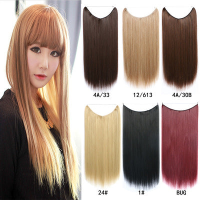 22 inches Invisible Wire No Clips in Hair Extensions Secret Fish Line Hairpieces Silky Straight Synthetic-4