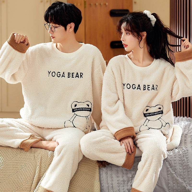 Coral Fleece Couple Household Velvet Pajamas-2
