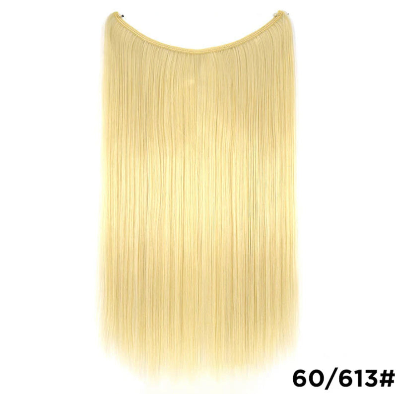 22 inches Invisible Wire No Clips in Hair Extensions Secret Fish Line Hairpieces Silky Straight Synthetic-16