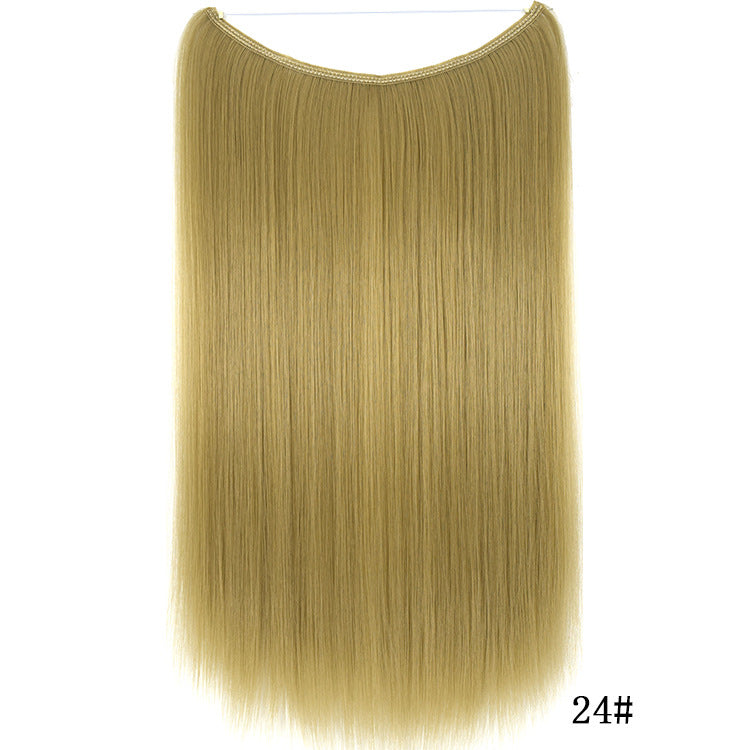 22 inches Invisible Wire No Clips in Hair Extensions Secret Fish Line Hairpieces Silky Straight Synthetic-3