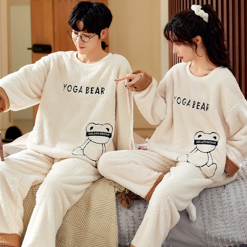 Coral Fleece Couple Household Velvet Pajamas-7