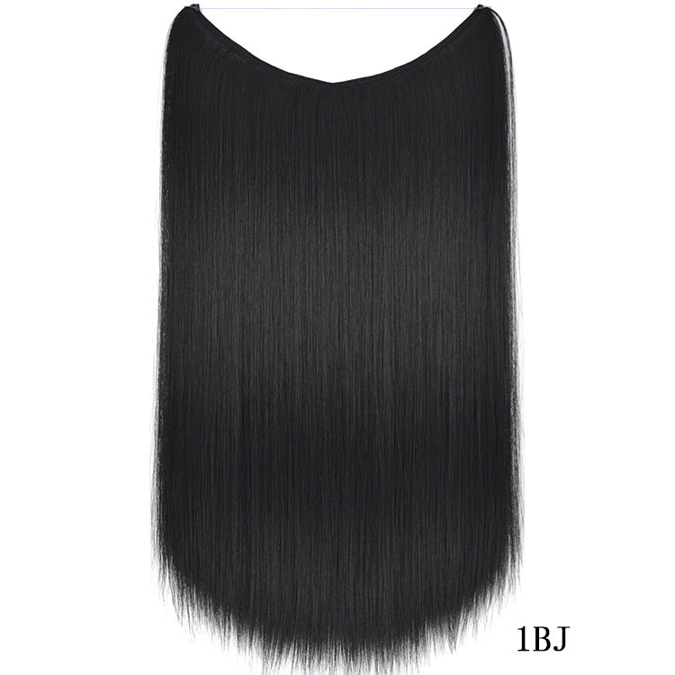 22 inches Invisible Wire No Clips in Hair Extensions Secret Fish Line Hairpieces Silky Straight Synthetic-9