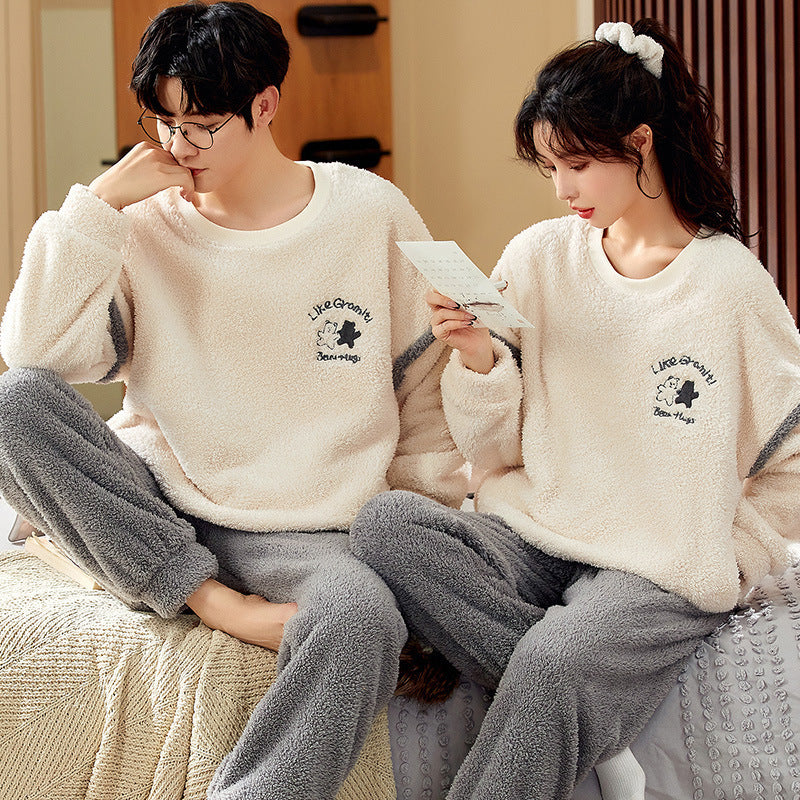 Coral Fleece Couple Household Velvet Pajamas-9