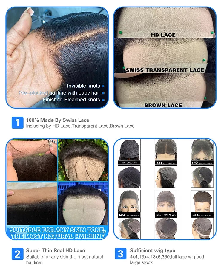 6x4 Density Virgin Human Hair Wigs For Black Women Vietnamese Raw Hair Transparent Lace Front Pre-Plucked Bleached Knots-4