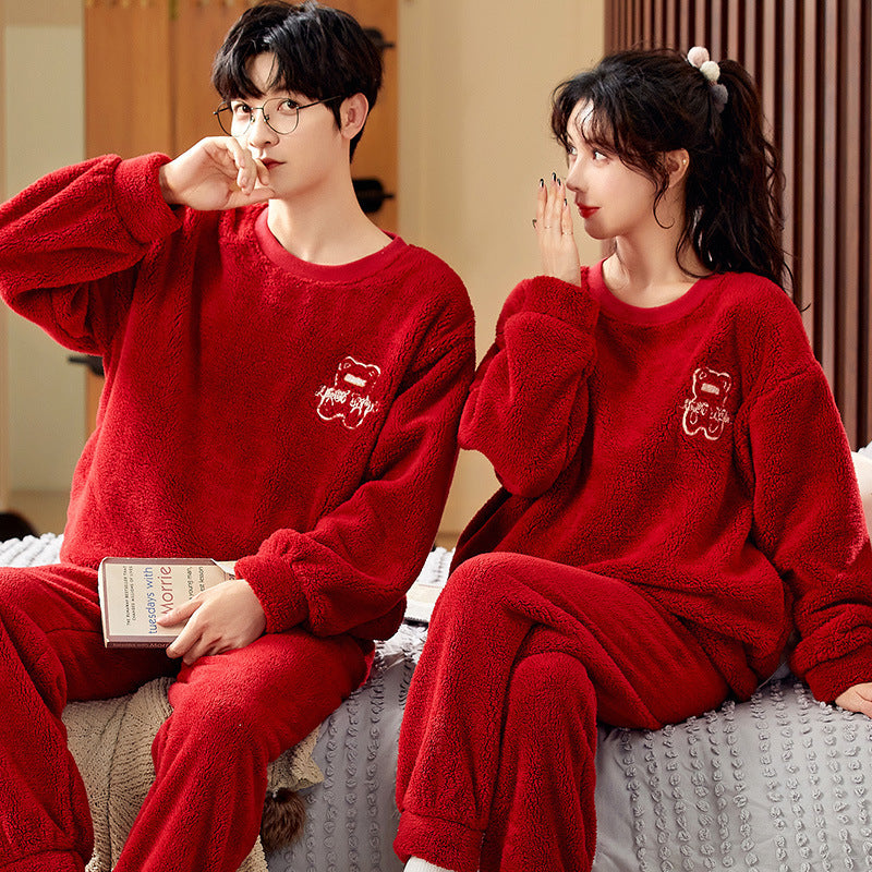 Coral Fleece Couple Household Velvet Pajamas-11