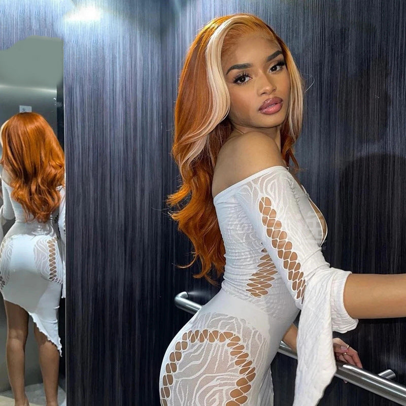 4X4 Human Hair Wig Head Cover Highlights 613-4