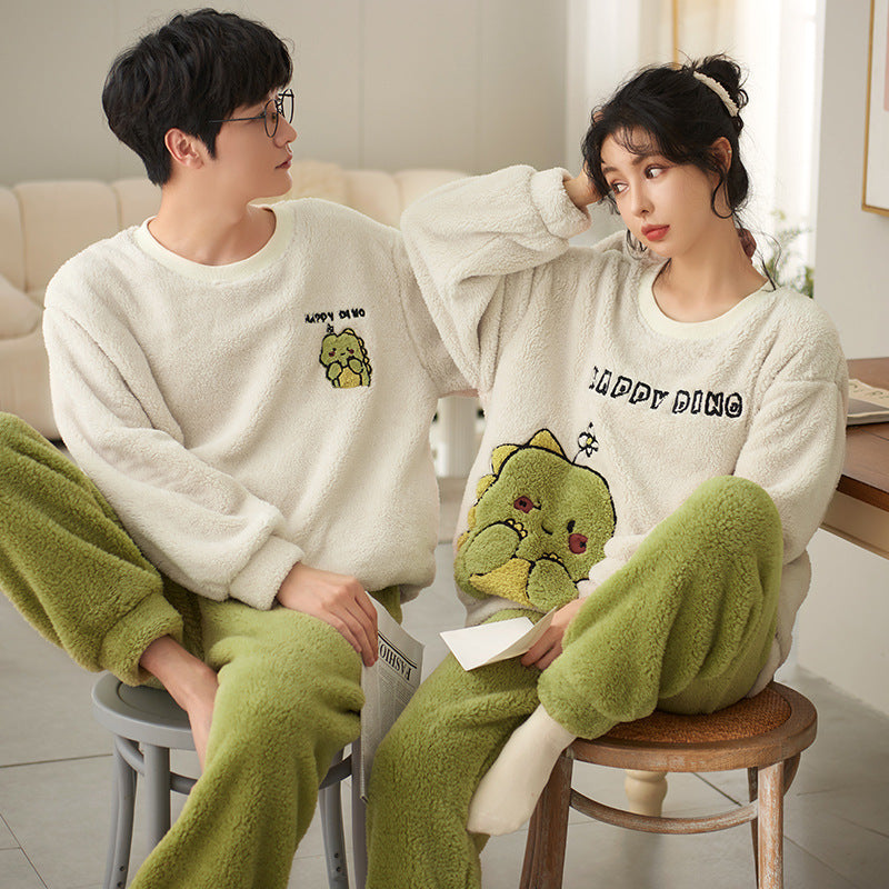 Coral Fleece Couple Household Velvet Pajamas-5